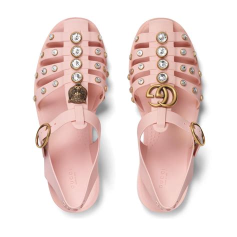 gucci rubber crystal sandals